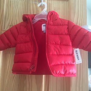 NWT red fleece lined coat